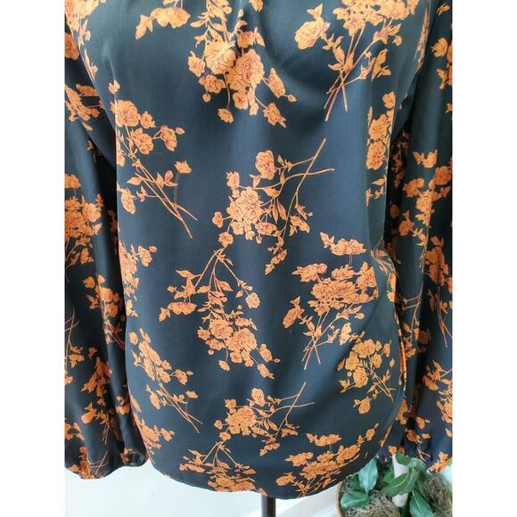 Sheln Women's Black Floral Polyester Long Sleeve Round Neck Pullover Blouse 2XL - Picture 4 of 11